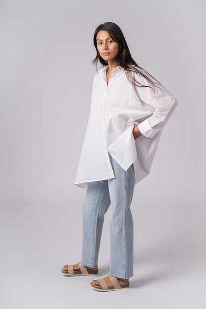 Montaigne Théa Crisp Cotton Poplin Shirt White3