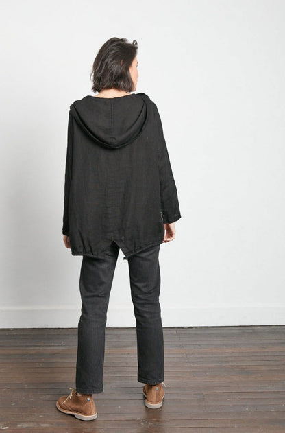 Montaigne Throw Over Hooded Jacket Black1
