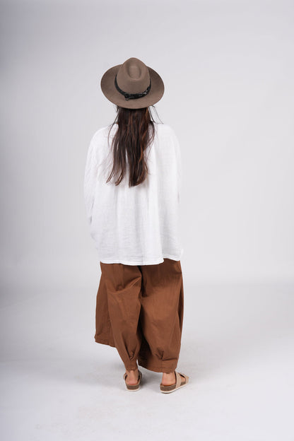 Montaigne Toulouse Linen Long Sleeve Top White6