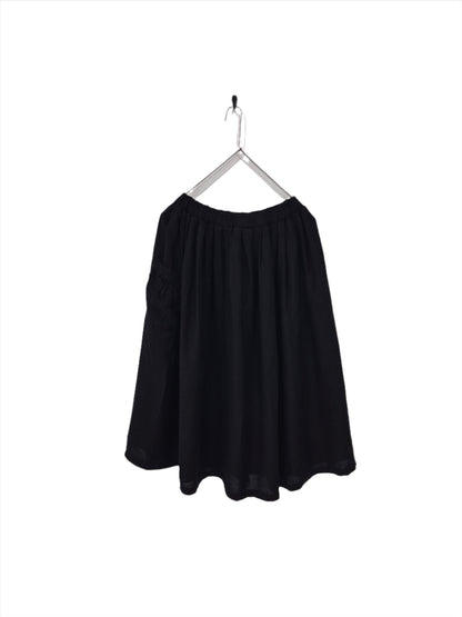 Montaigne Transeasonal Linen Skirt with Front Pocket Black