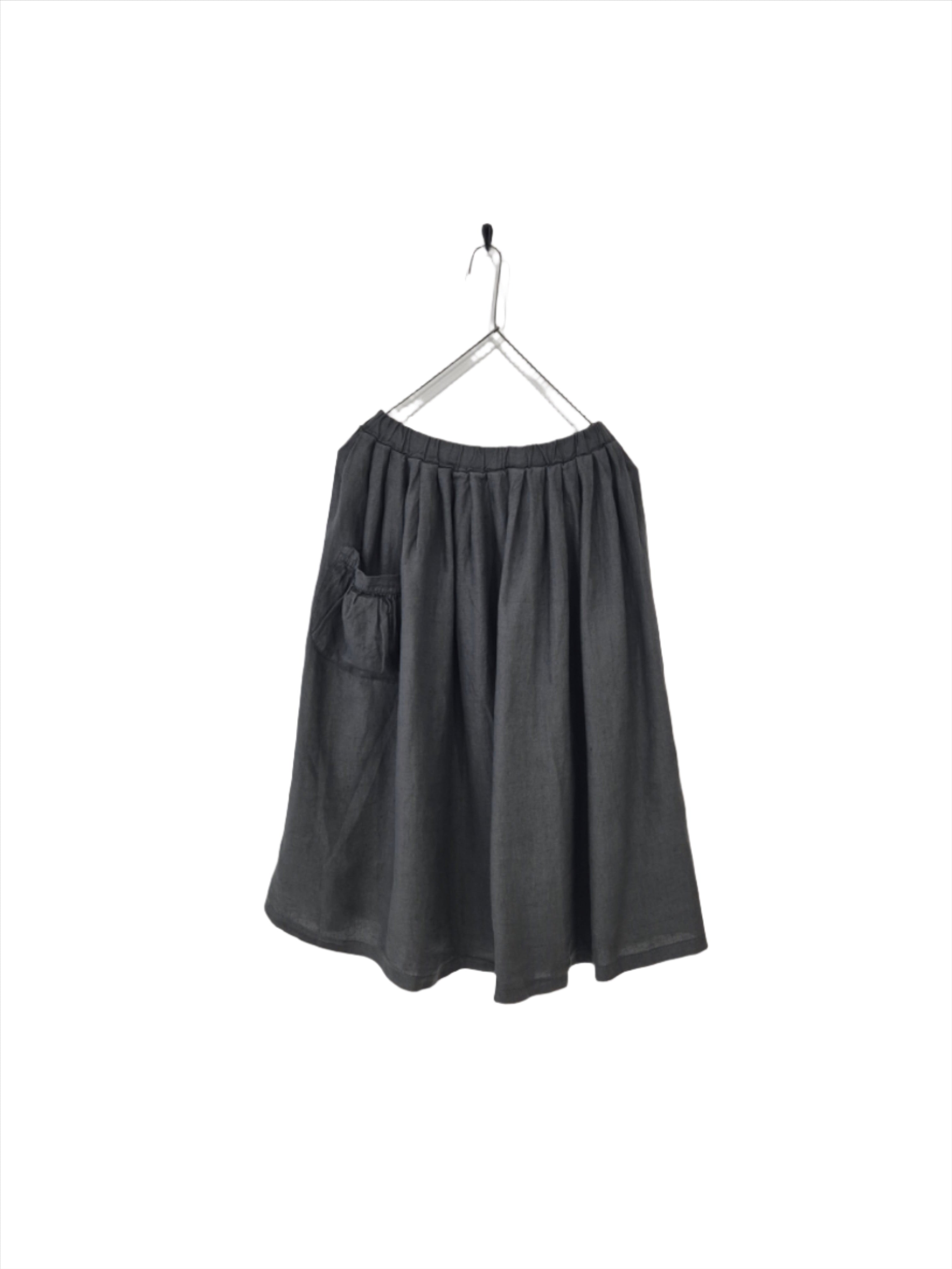 Montaigne Transeasonal Linen Skirt with Front Pocket Petrol