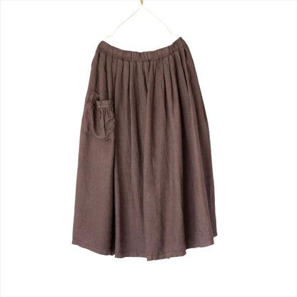 Montaigne Transeasonal Linen Skirt with Front Pocket Rum Raisin