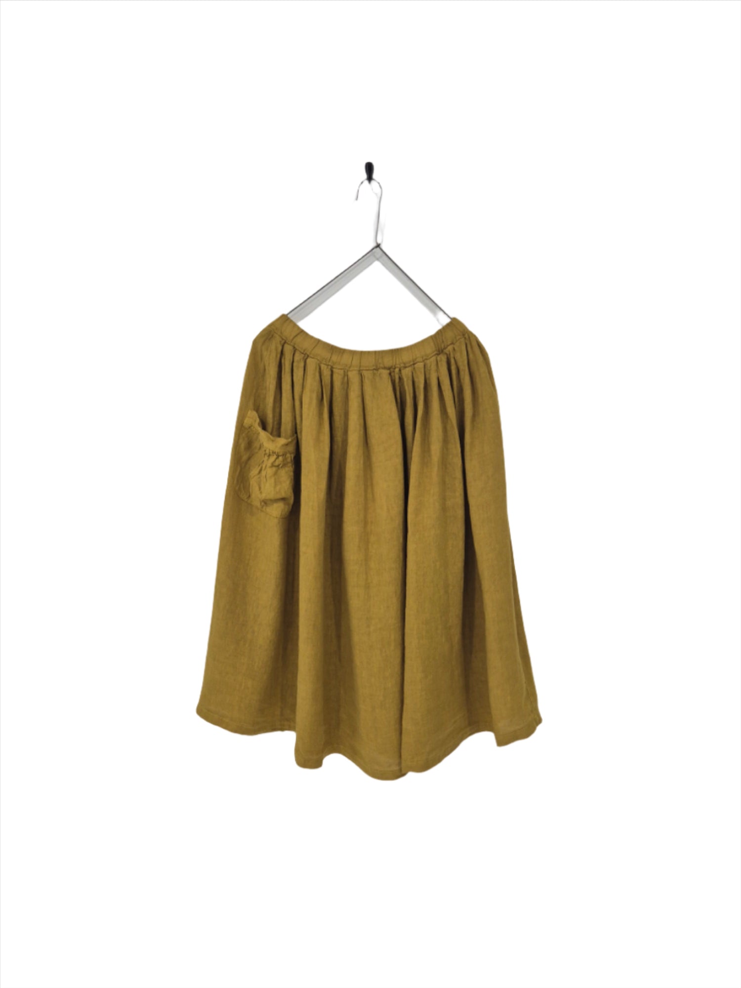 Montaigne Transeasonal Linen Skirt with Front Pocket Senape