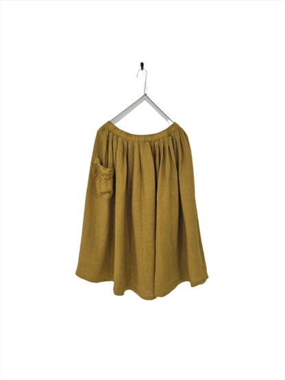 Montaigne Transeasonal Linen Skirt with Front Pocket Senape