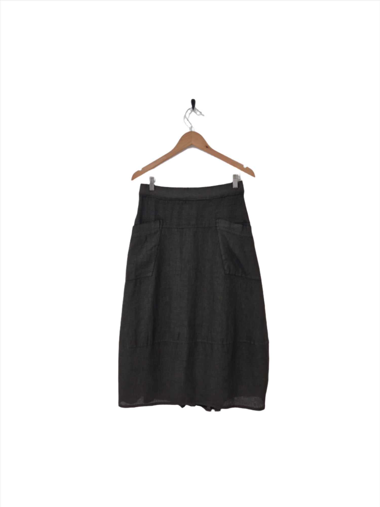Montaigne Tulip Linen Skirt Petrol1