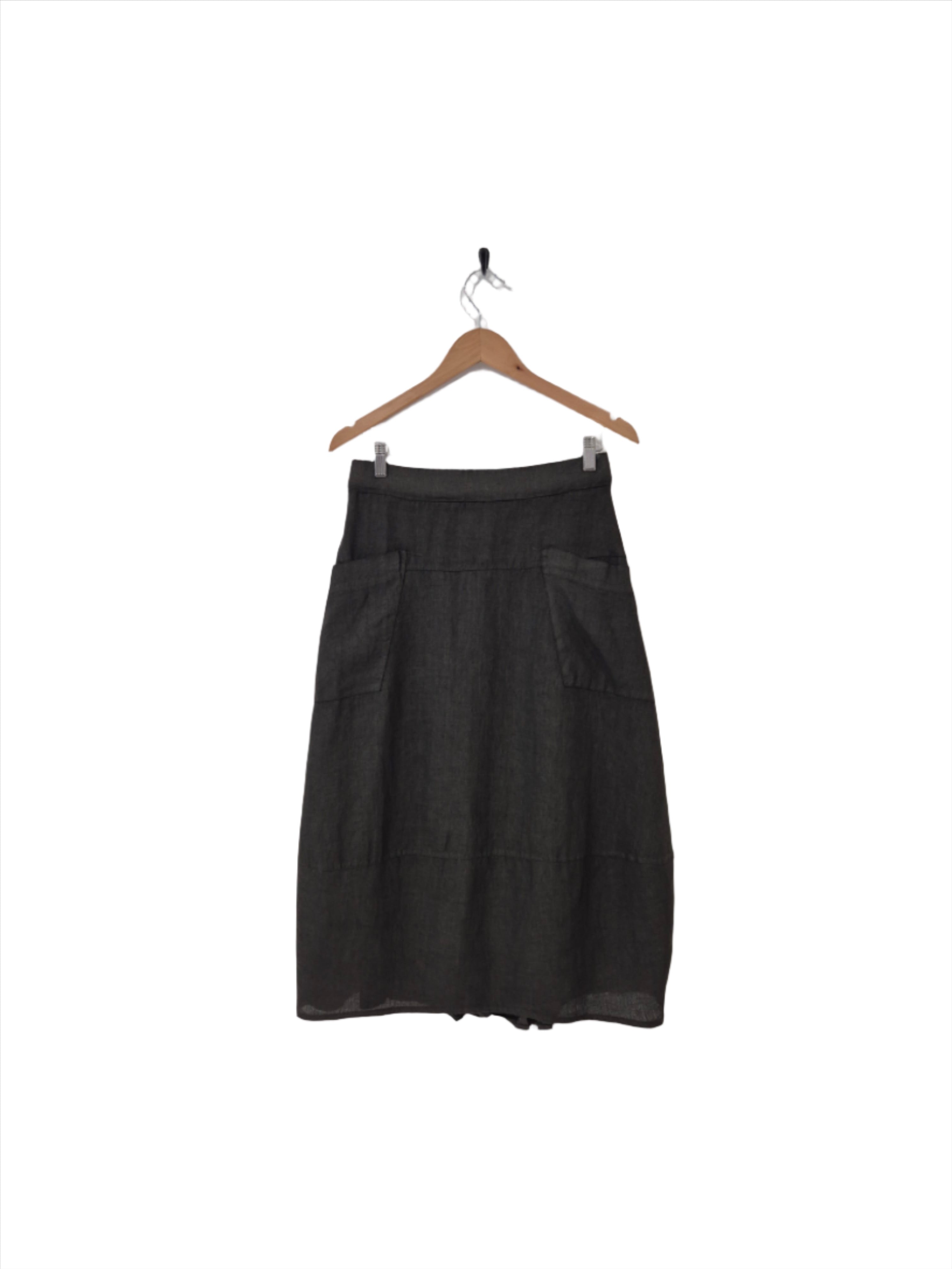 Montaigne Tulip Linen Skirt Petrol1