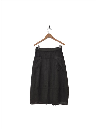Montaigne Tulip Linen Skirt Petrol1