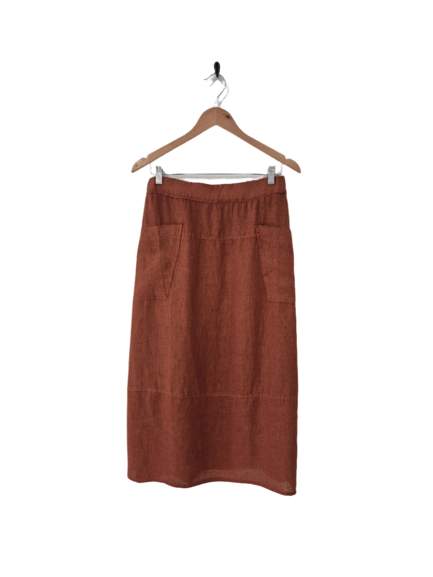 Montaigne Tulip Linen Skirt Rust