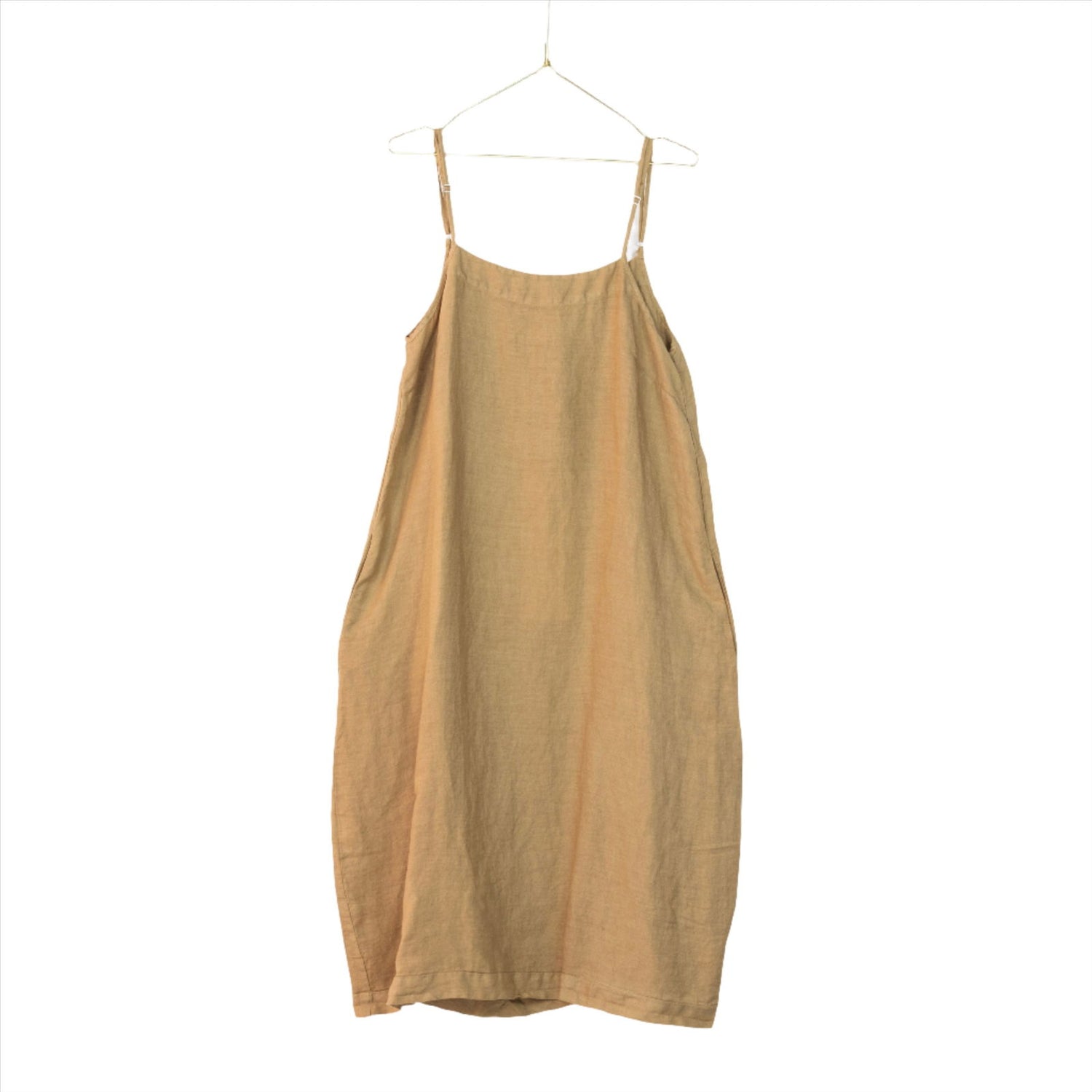 Montaigne Tulipe Linen Slip Dress Cammello
