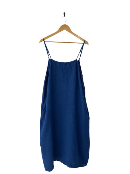 Montaigne Tulipe Linen Slip Dress Royal Blue