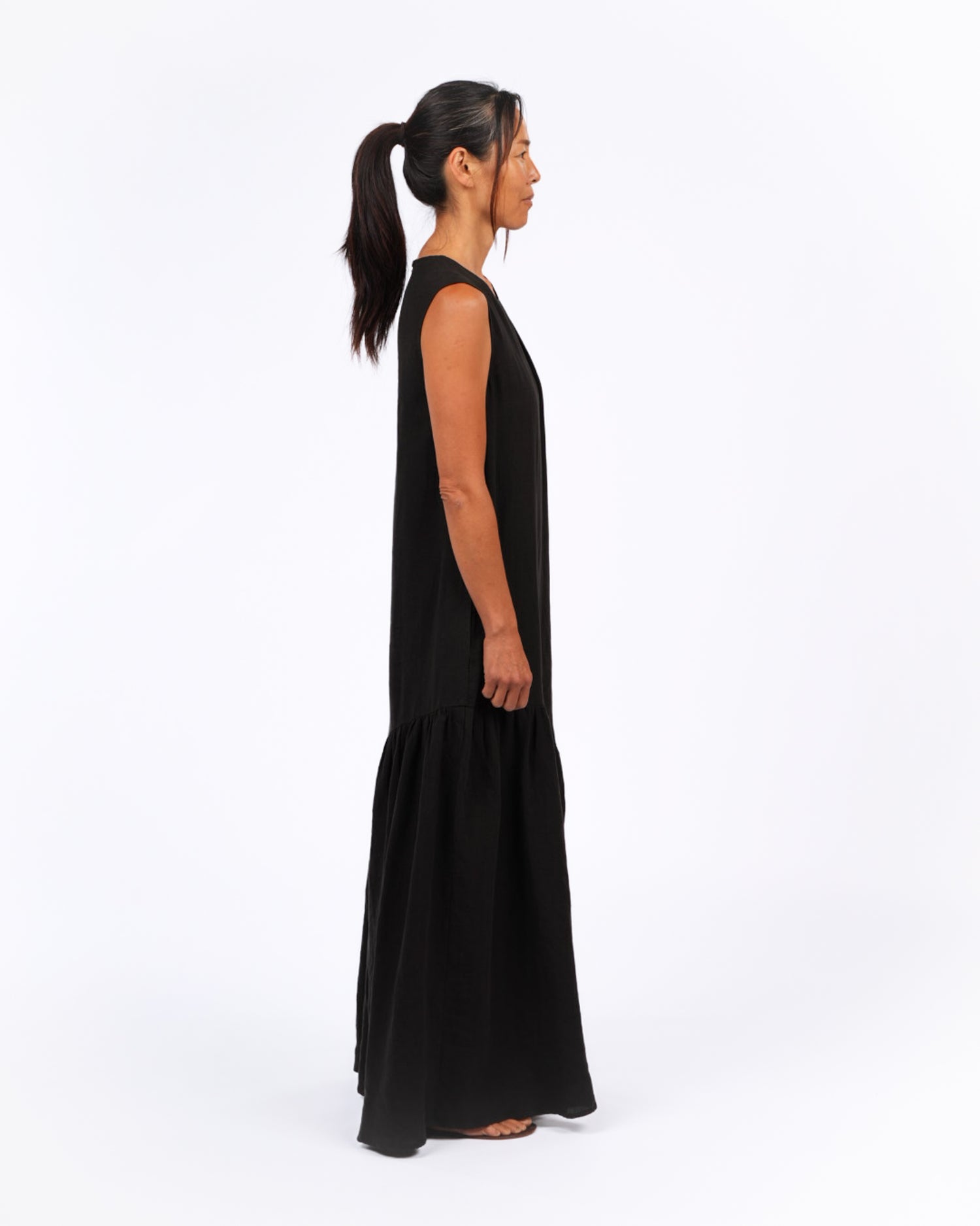 Montaigne Valerie Linen Maxi Dress Black