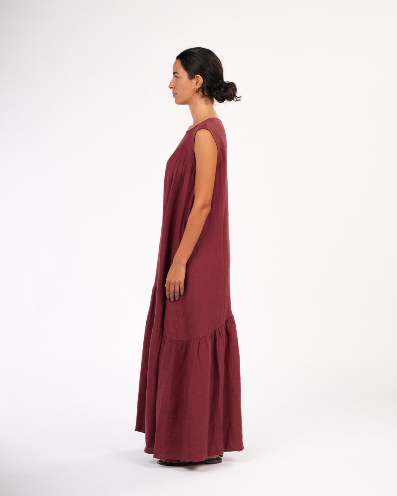 Montaigne Valerie Linen Maxi Dress Wine
