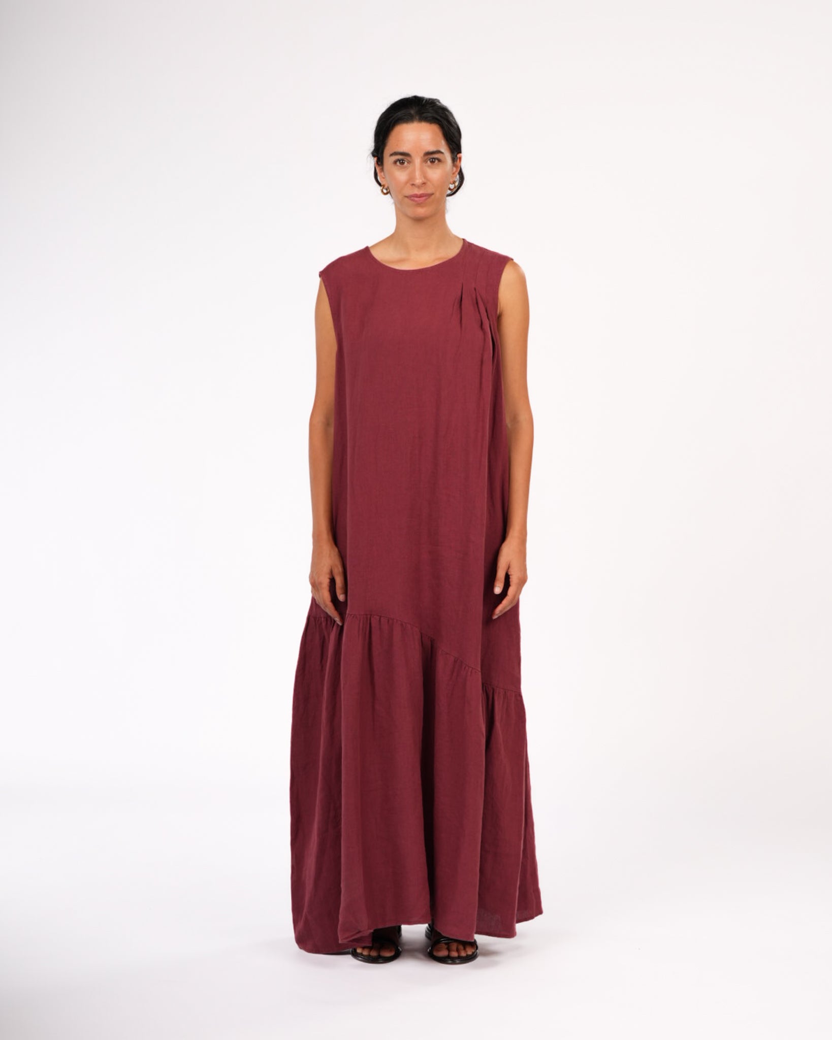 Montaigne Valerie Linen Maxi Dress Wine
