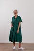 Montaigne Vianne Linen Dress with Pleats and Side Pockets Teal