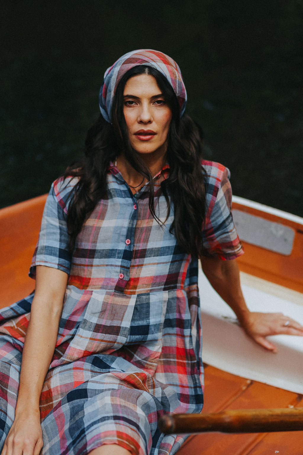 Montaigne Vianne Multi Check Linen Dress
