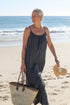 Montaigne Virginie Linen Maxi Dress with Side Splits Black4