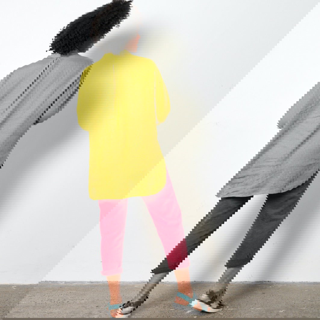 Montaigne Voyage Long Sleeve Linen Shirt Acid Green2