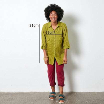 Montaigne Voyage Long Sleeve Linen Shirt Acid Green3