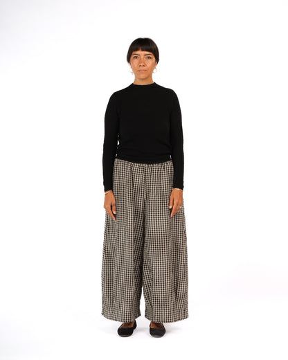 Montaigne Womens Eadie Gingham Linen Pants Black