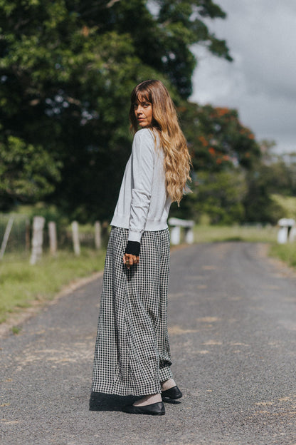 Montaigne Womens Eadie Gingham Linen Pants Black4