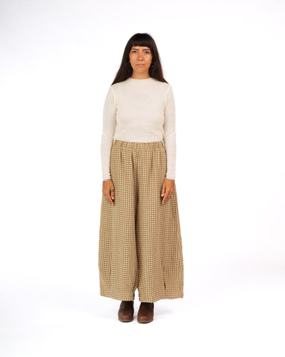 Montaigne Womens Eadie Gingham Linen Pants Olive