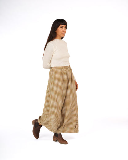 Montaigne Womens Eadie Gingham Linen Pants Olive1