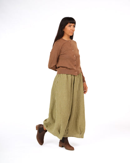 Montaigne Womens Eadie Gingham Linen Pants Pistachio