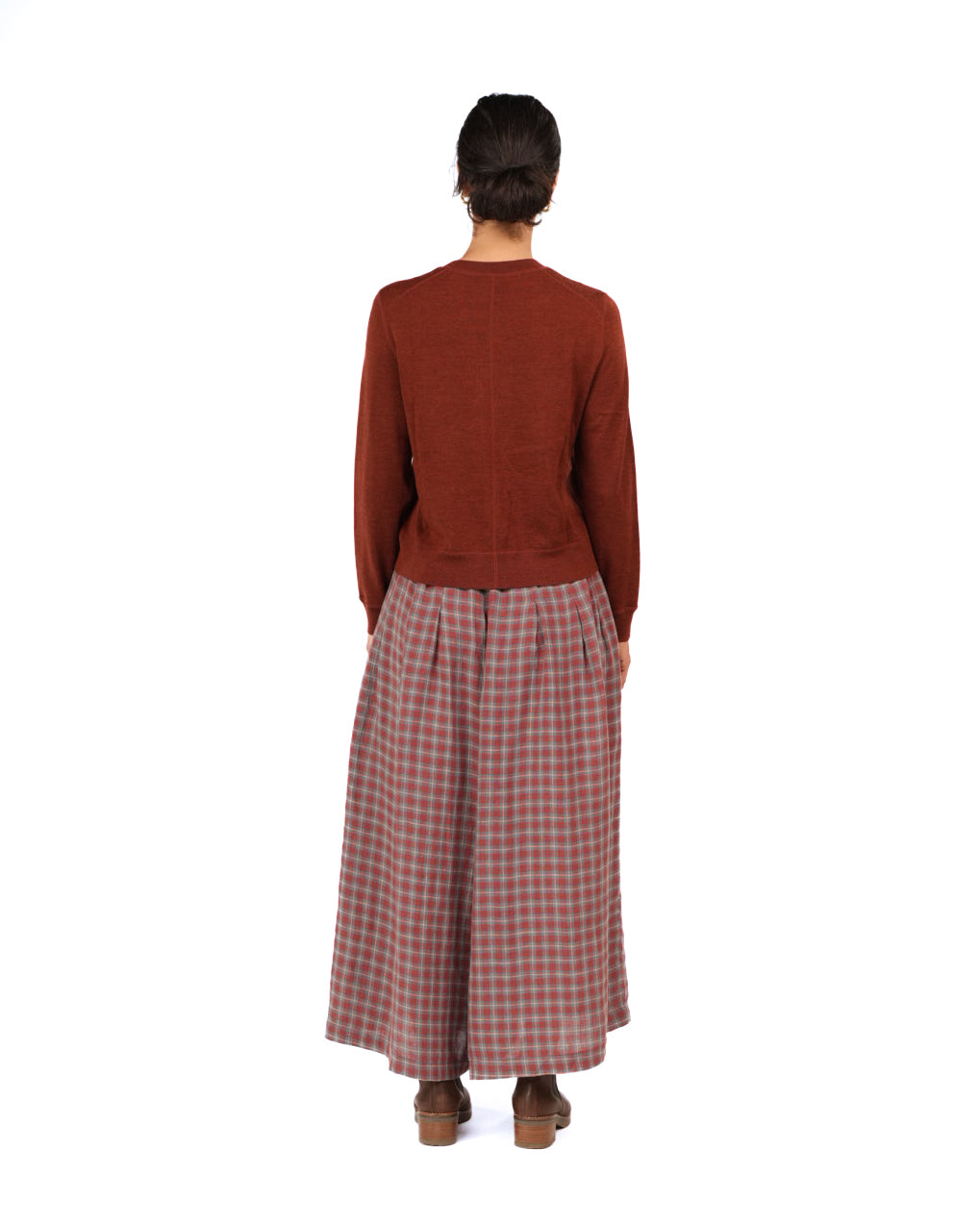 Montaigne Women’s Red Check Linen Pants – 100% French Linen Relaxed Fit Red3