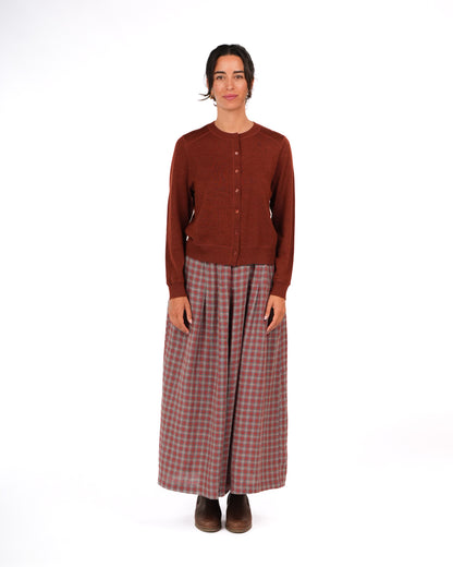 Montaigne Women’s Red Check Linen Pants – 100% French Linen Relaxed Fit Red7