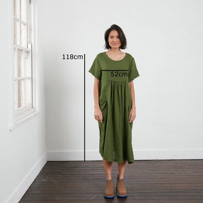 Montaigne Zuri Linen Pocket Dress Forest Green4
