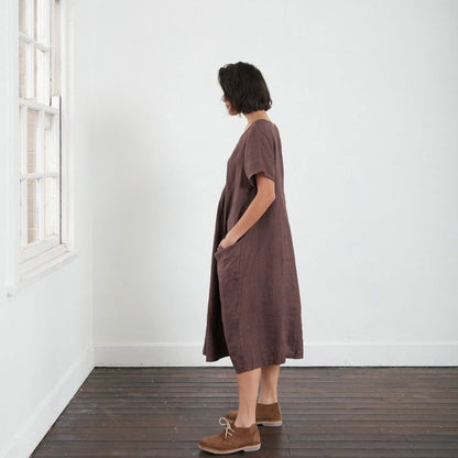 Montaigne Zuri Linen Pocket Dress Rum Raisin1