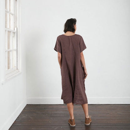 Montaigne Zuri Linen Pocket Dress rum raisin2