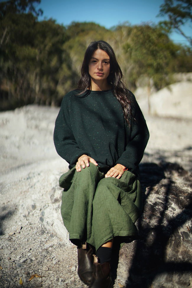 Montaigne 100% New Zealand Lambswool Jumper Green Melange2