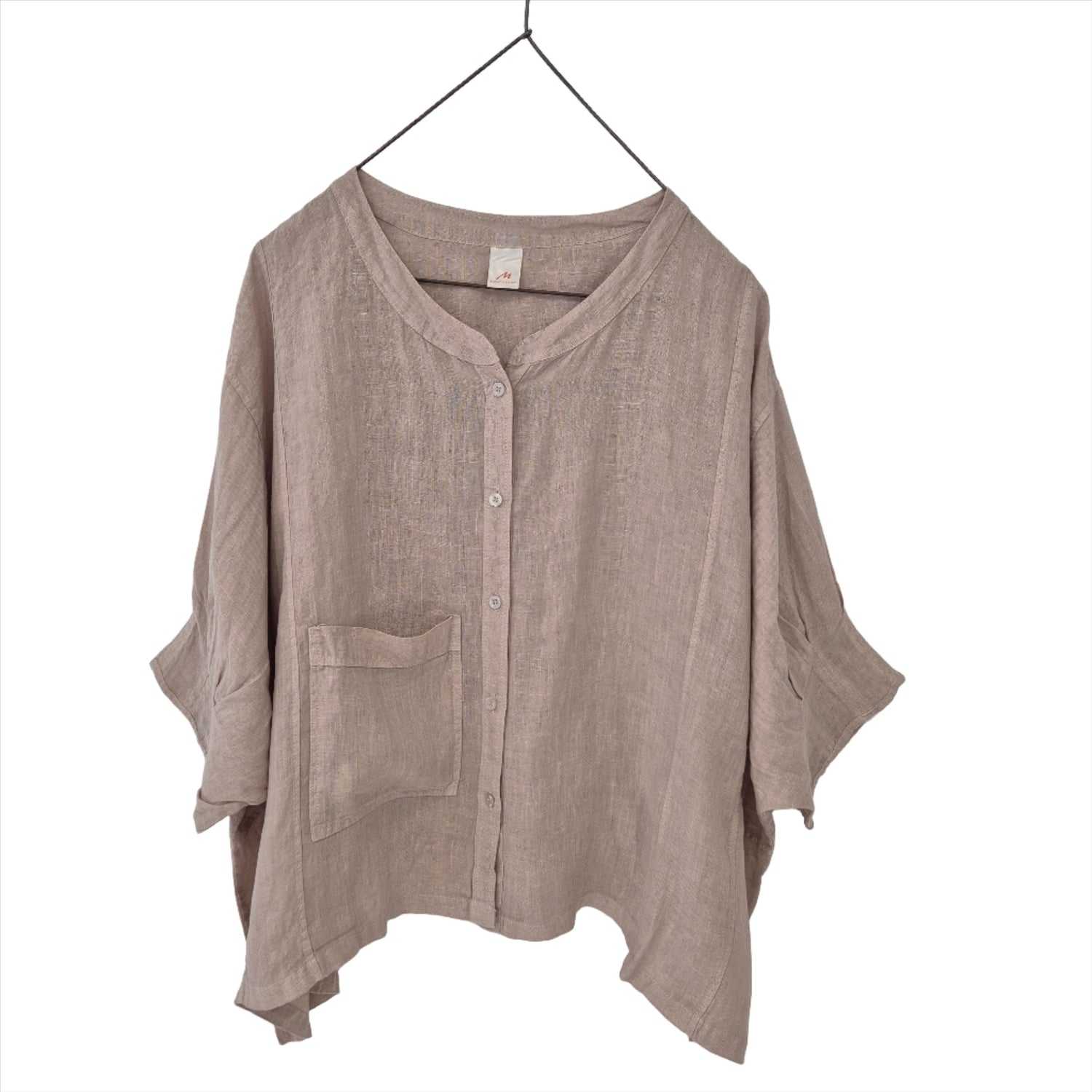 Montaigne Agathe Short Sleeve Linen Top Natural