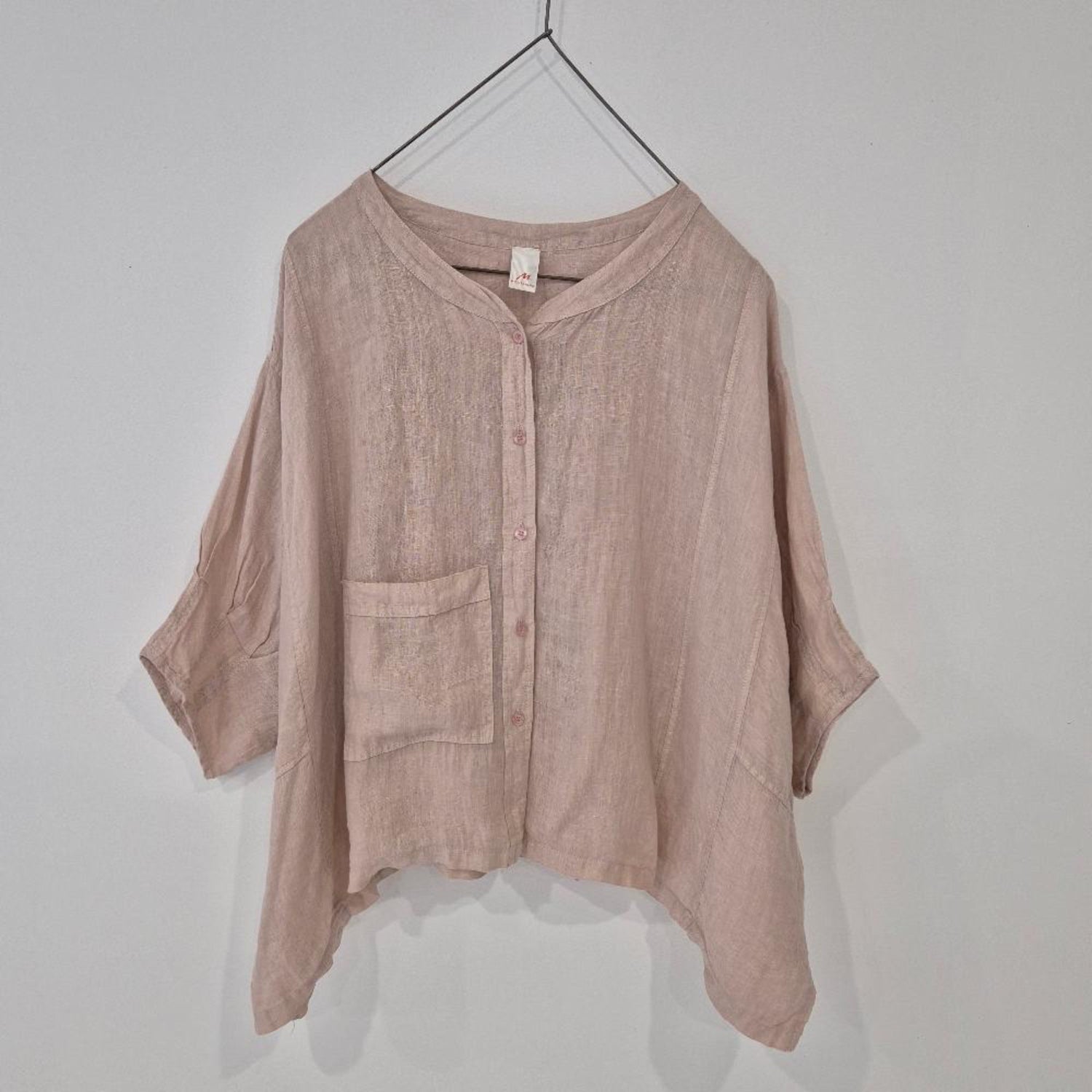 Montaigne Agathe Short Sleeve Linen Top Rose