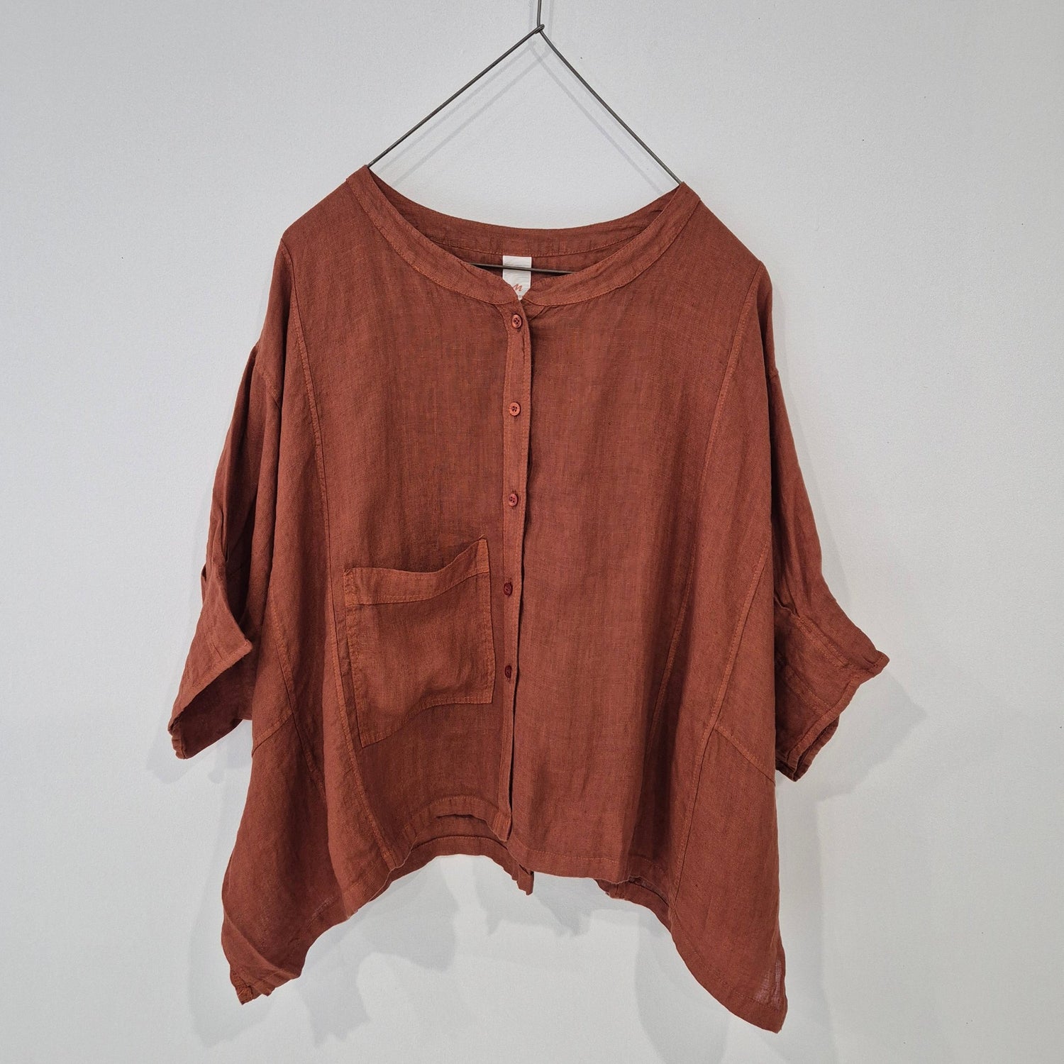 Montaigne Agathe Short Sleeve Linen Top Rust
