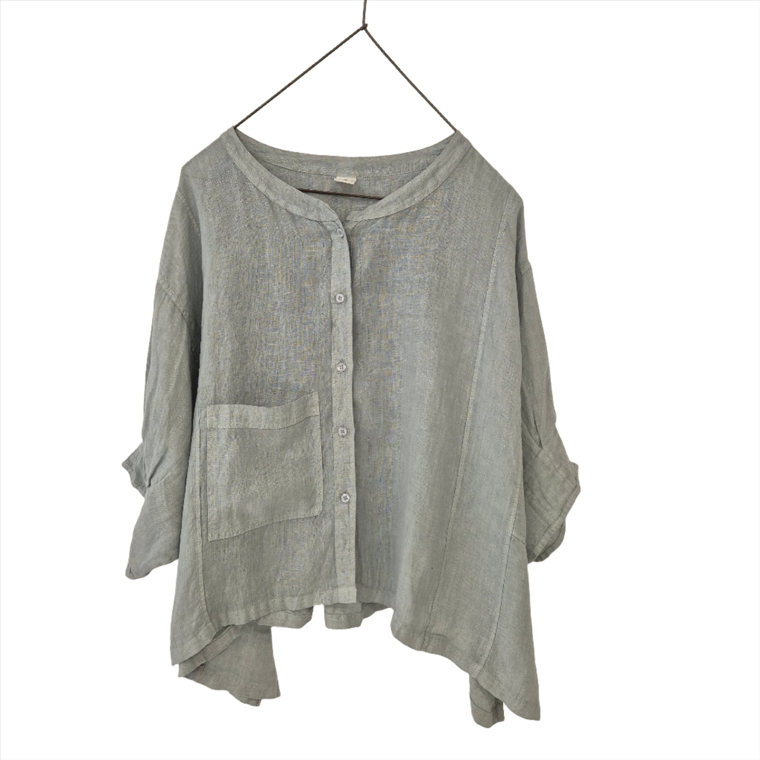 Montaigne Agathe Short Sleeve Linen Top Silver