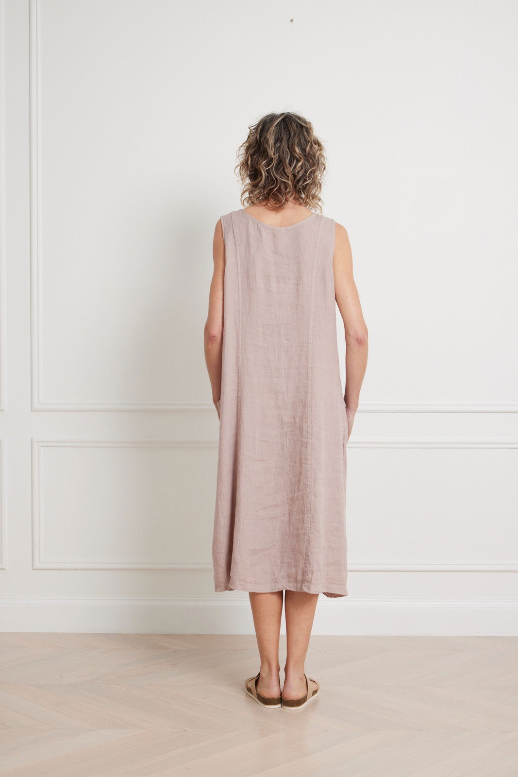 Montaigne Alize Linen Sleeveless Dress with Deep Pockets Antique Rose2