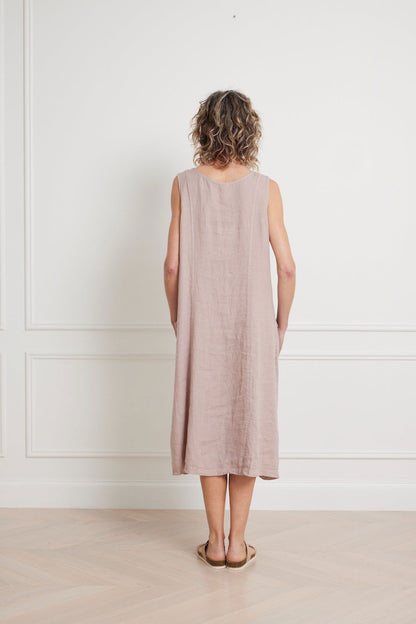 Montaigne Alize Linen Sleeveless Dress with Deep Pockets Antique Rose2