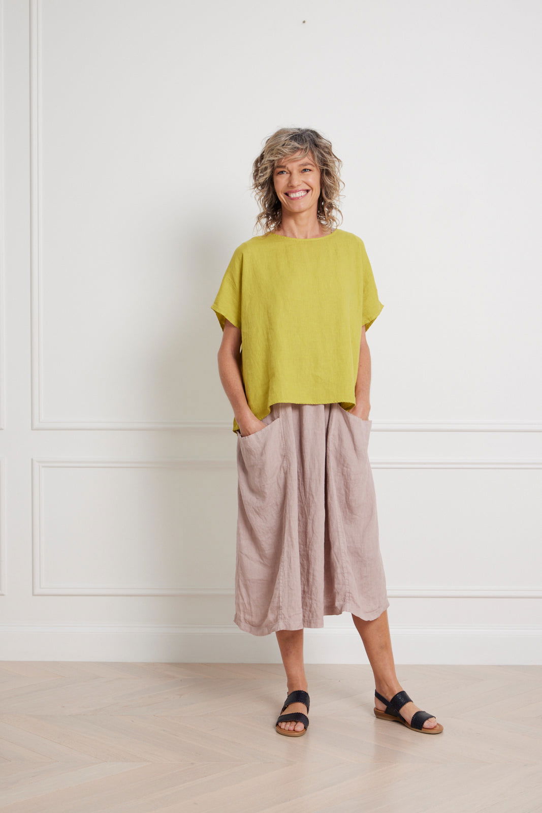 Montaigne Alize Linen Sleeveless Dress with Deep Pockets Antique Rose3