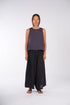 Montaigne Ava Linen Cami Top In Stripe Blue/Beige