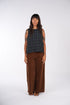 Montaigne Ava Linen Cami Top In Tartan Blue4