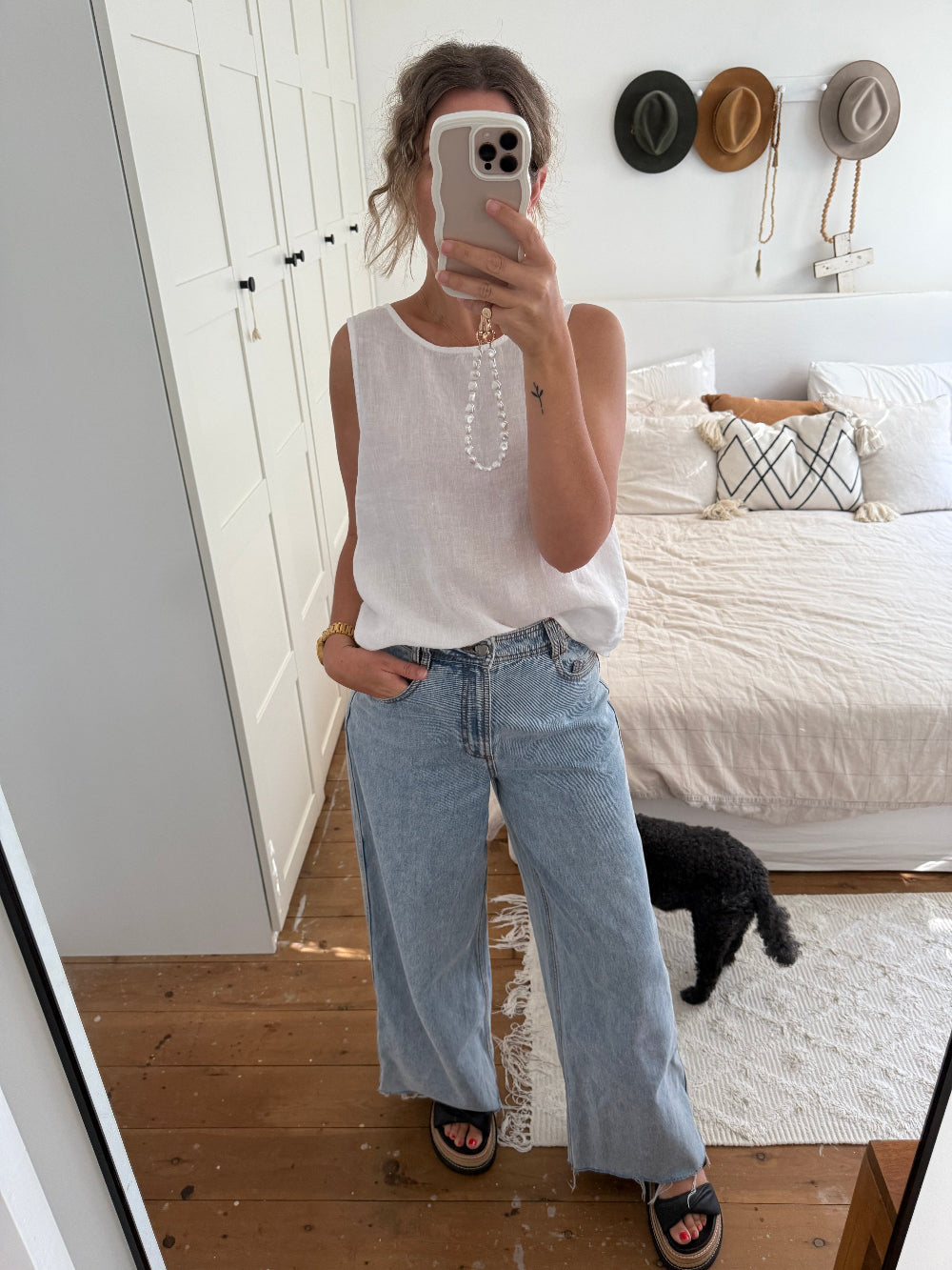 Montaigne Ava Linen Cami Top White
