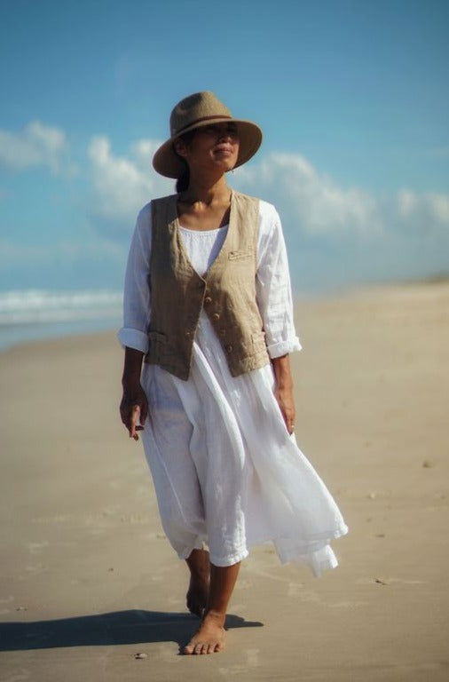 Montaigne Chloe Linen Vest Ocre