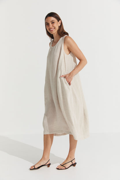 Montaigne Cleo Linen Tulip Dress Natural2