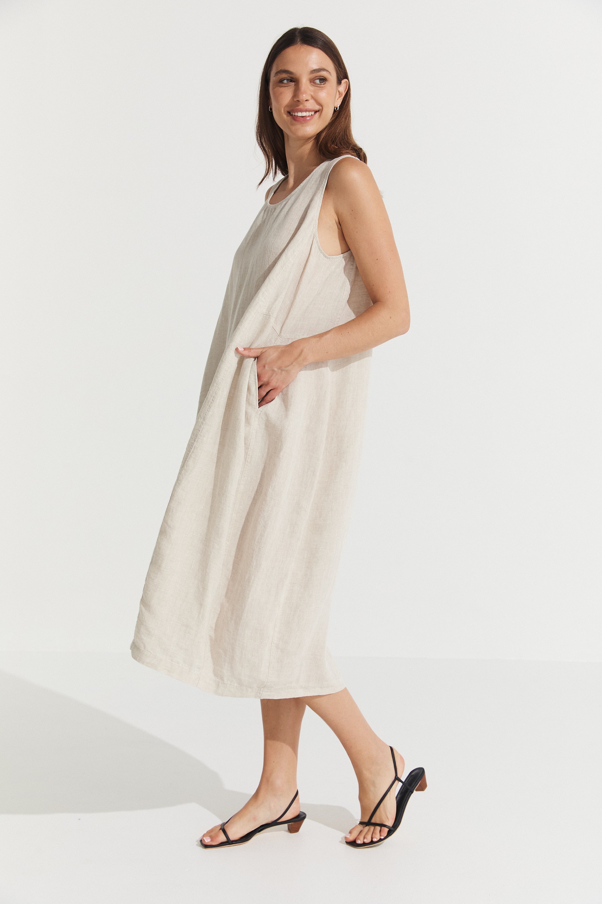 Montaigne Cleo Linen Tulip Dress Natural3