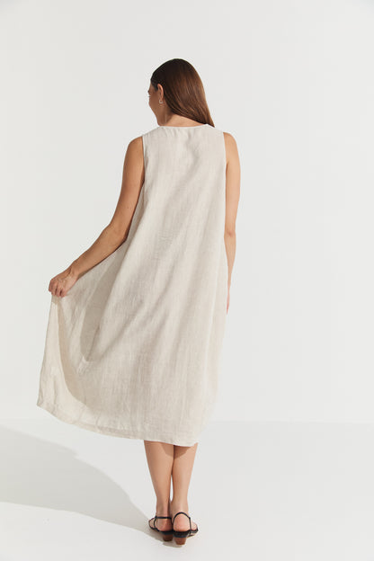 Montaigne Cleo Linen Tulip Dress Natural4