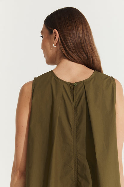 Montaigne Delphine Cotton Shift Dress Olive1