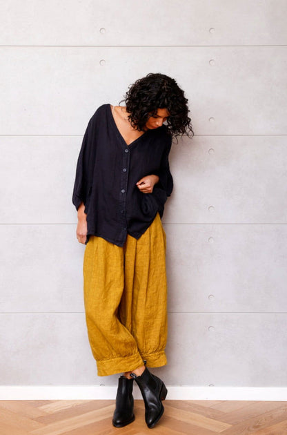 Montaigne Desi Linen Pants with Back Pockets (2 sizes) Senape