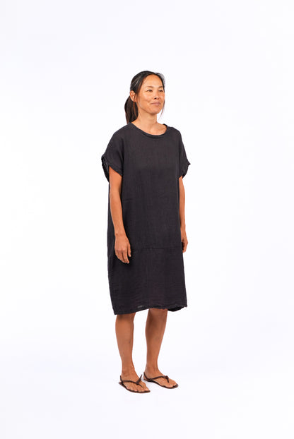 Montaigne Eliza Slimline Linen Dress Black